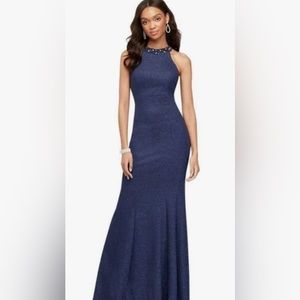 NW Nightway Womens Glitter Embellished Evening Dress S-12